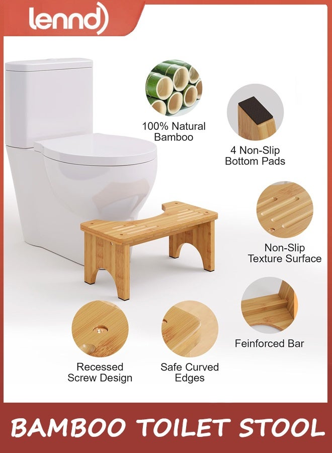 LENND Bamboo Toilet Stool, Wooden Squatting Potty Stool for Adults, 18CM Toilet Stool Squat Adult, Non-Slip Wood Poop Stool for Bathroom, Portable Toilet Foot Pooping Steps for Kids - Image 4